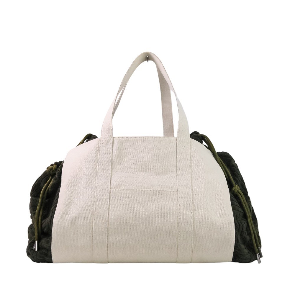 BOTTEGA VENETA Canvas-Mix Jacquard Boston Bag 709442 Green Unisex