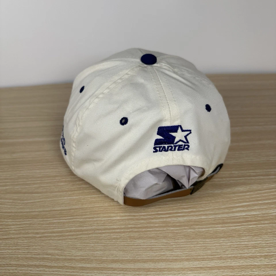 Gorra de béisbol vintage de los 90 Toronto Blue Jays Starter Strapback Hat crema azul marino MLB Foto 3 de 4