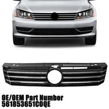 Fit 2012 2013 2014 2015 Volkswagen Passat Front Bumper Upper Grille Black&Chrome