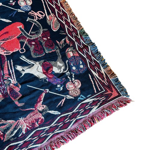 VTG Goodwin Weavers Tapestry Native American Cowboys Western Throw Blanket USA - Picture 8 of 15