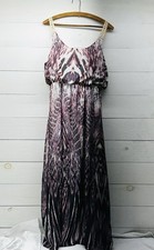 Live Let Live Y2k Crochet Long Maxi Dress Woman M Chiffon Snakeskin Purple Boho