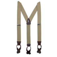 CTM Men's Elastic Button End Dress Suspenders with Silver Hardware