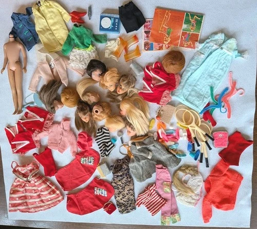 TLC VINTAGE BARBIE MOD 1960’s LARGE LOT CLOTHING SHOES Doll Heads Accessories