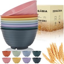 ZENGABIA Wheat Straw Bowls, 34 Oz Large Microwave 34 Oz, Multicolor 