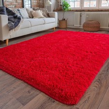 Super Fluffy Rug for Bedroom, 4x6 Feet, Modern Shag Red Area Rugs, Soft and