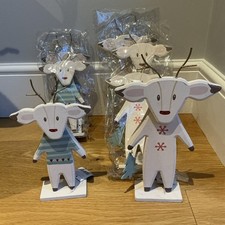 Wooden Deer Job Lot Of 7 Brand New Ex Stock Christmas Decorations