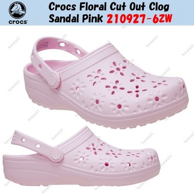 Crocs Floral Cut Out Clog Sandal Pink 210927-6ZW Unisex Size