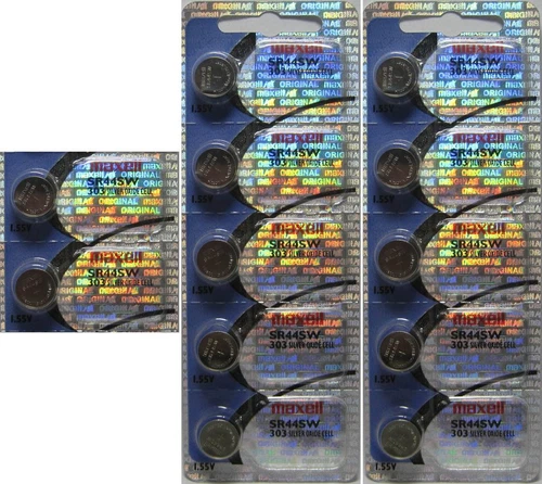 12 Maxell 303 SR44SW Silver Oxide 1.55 V Batteries Hologram Package