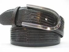 STERLING SILVER 925 SOLID SUZY BUCKLE.WITH GENUINE LIZARD 1.5" BELT MADE IN USA