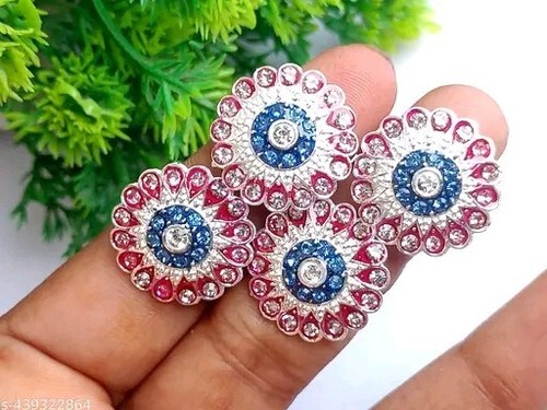 Anillo de dedo del pie de trabajo Kundan para mujer elegante anillo nupcial joyería de fiesta india - Imagen 8 de 10