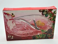 Mikasa Chrystal Holiday Bells Divided Relish Tray Dish RC197/345 12"