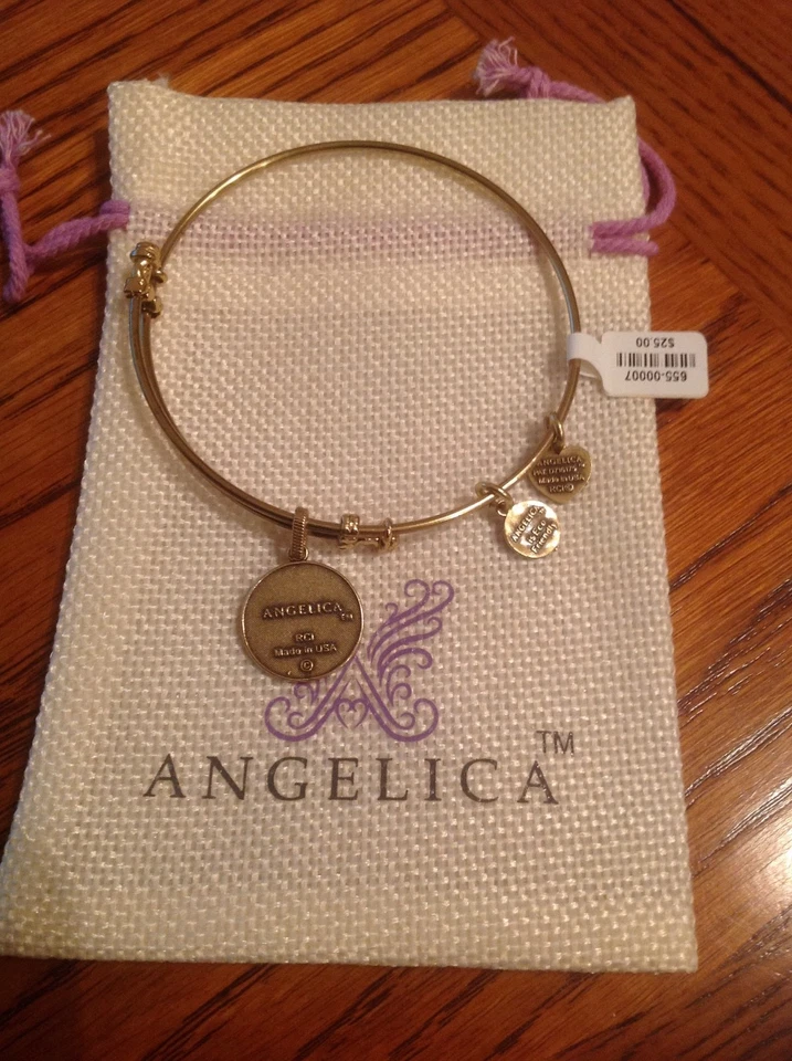 Brazalete Angélica "Tono Dorado" Acabado Amarillo Amor Latón Expandible Nuevo con Etiquetas Foto 2 de 2