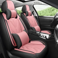 Nappa Leather Univeral Car 5 Seat Cushion Cover Full Set Protector Waterproof 