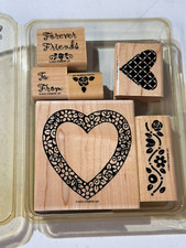 124 STAMPIN UP 6 PC COMPLETE SET "HEARTS POSIES" RUBBER STAMP SET