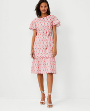 NEW ANN TAYLOR $149 HIBISCUS EYELET TIE WAIST SHIFT DRESS SZ L LARGE