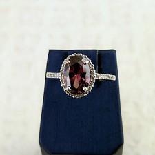 925 Sterling Silver Pink Glass Ring Oval Center Vintage Look