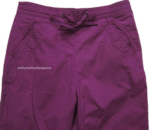 M&S Womens Marks and Spencer Classic Purple Crop Trousers Size 10 Short - Picture 1 of 6