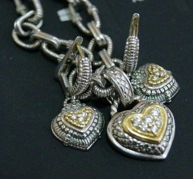 Collar Judith Ripka Oro 18k, Plata de Ley, Diamantes + Colgante + Pendientes! Foto 2 de 4