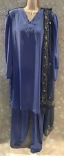 Designer Indian Pakistani MUSLIM SALWAR SHALWAR Kameez 3-PIECE SUIT Euro 44 BLUE