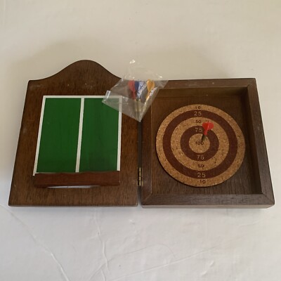 Kings Head Pub & Lodging Wooden Mini Dart Set Cabinet Box Only 5