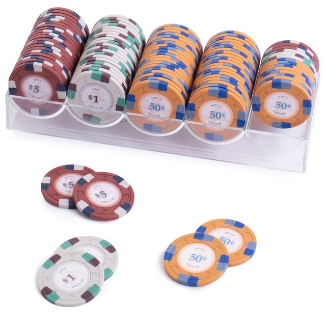 Cash Players Chip Racks Clear Acrylic Tray with Poker Knights Chips