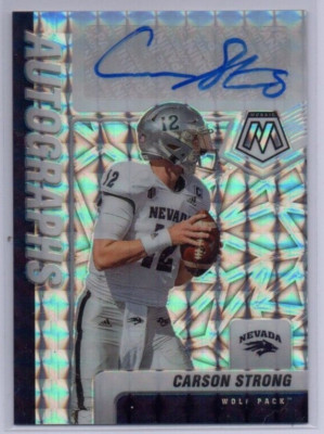 2022 Panini Mosaic Draft Picks #A-CST, CARSON STRONG RC Auto, Nevada Wolf Pack
