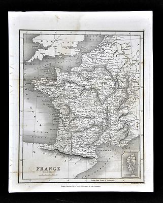 1827 Neele Map France Paris Marseille Bordeaux Tours Orleans