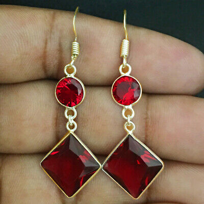 Details about   925 Sterling Silver Ruby Silver/ Gold Rose Plated Bezel Earrings Gift BEV-1099 