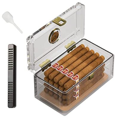 Acrylic Cigar Humidor Jar/Case/Box with Humidifier and Hygrometer Small