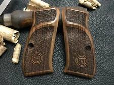 CZ 75 Compact, CZ P-01, CZ 75 D Compact Walnut Wood Grips Gritty Texture. A Plus