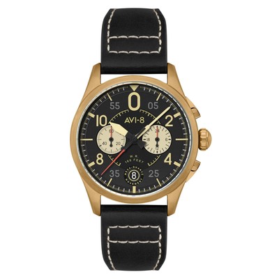 AVI-8 Spitfire Lock Chronograph Void Black Watch - Brand New