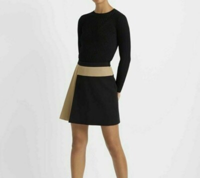 Club Monaco Women's Black colorblock mini skirt Size 12 Retail $149