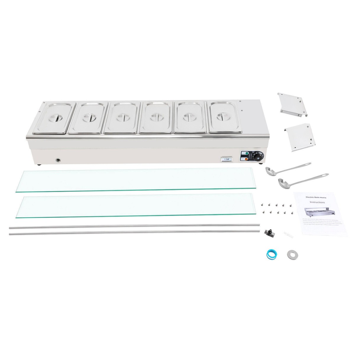 Electric Bain Marie Buffet Server 6 Pans 1200W Commercial