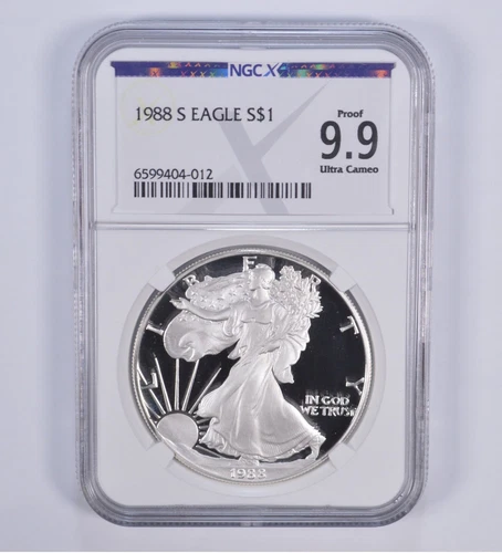 Proof 9.9 1988-S American Silver Eagle $1 NGC X NGCX - Almost PERFECT
