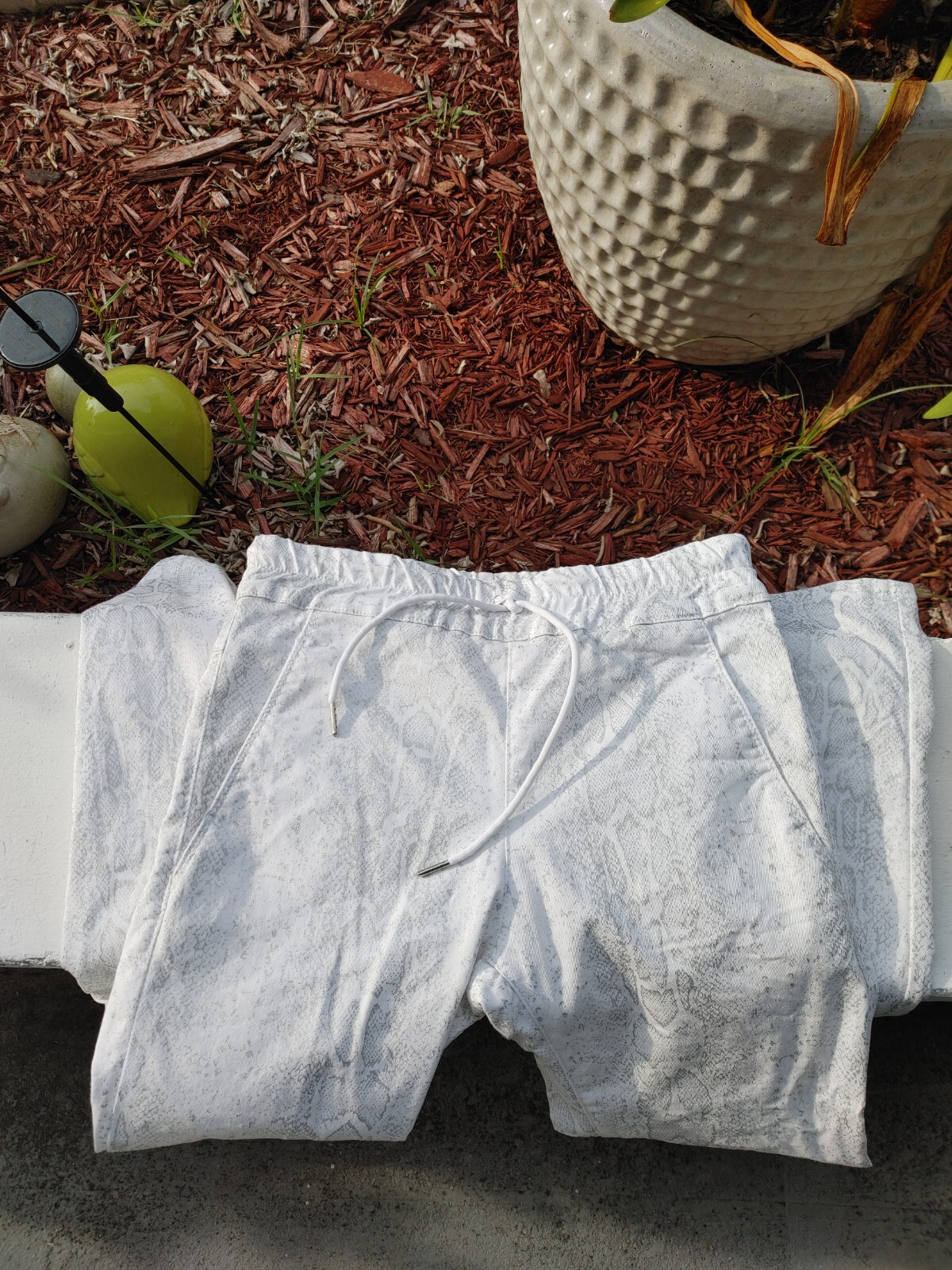 Bevy Flog White/Silver Python Snake Print Elastic… - image 1