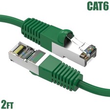 2FT Cat6 RJ45 Ethernet LAN Network SSTP Shielded Patch Cable Copper 26AWG Green