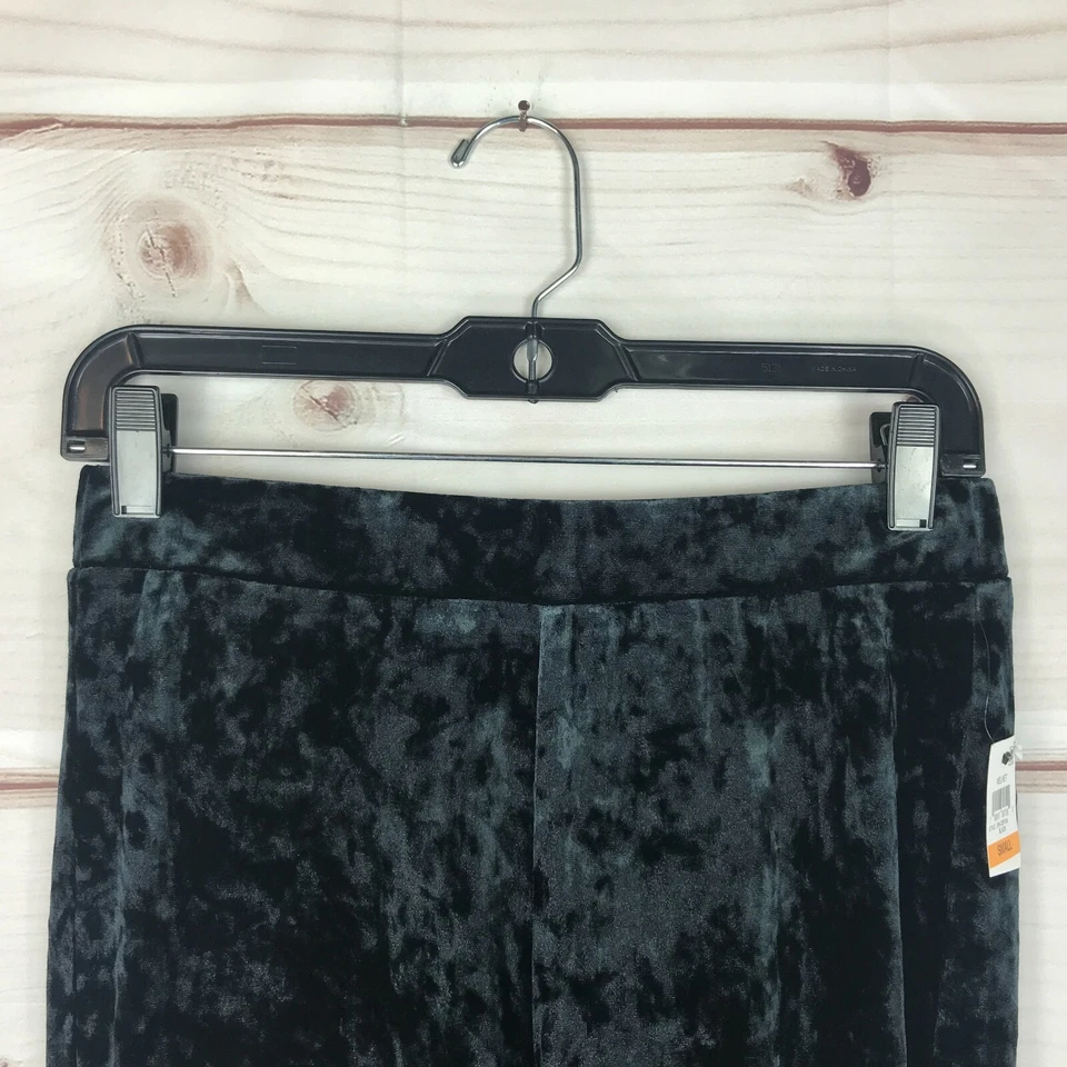 Leggings Thalia Sodi para mujer pequeños negros de terciopelo elásticos tiro medio tobillo lisos Foto 2 de 4