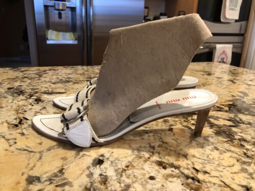 Sandali Miu Made In Italy donna slides scarpe tacchi bianchi taglia 39,5 - Foto 7 di 10