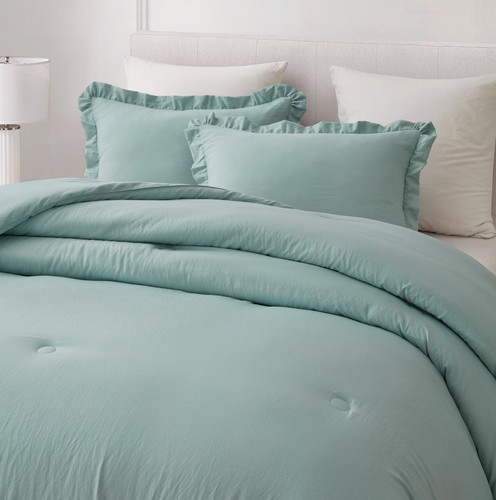 Nora 3-Piece Ruffled Edge Trim Soft Washed Microfiber Comforter Set - Picture 11 of 36