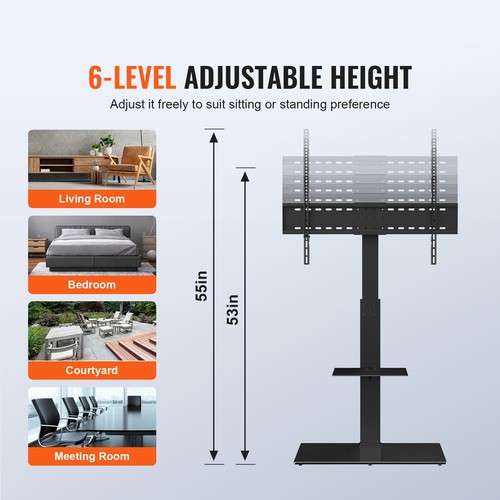 VEVOR TV Stand Mount Bracket Floor Swivel Shelf for 32" to 85" Universal LED LCD - Bild 3 von 12