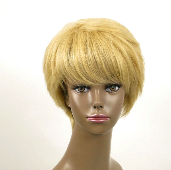 Perruque afro femme 100% cheveux naturel blonde volumineuse et souple