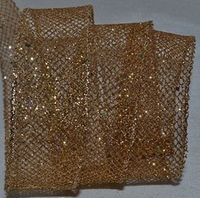 Wired Ribbon Holiday Gold Sparkle Mesh 1 1/2" Christmas Glitz Wreath Gift Bow