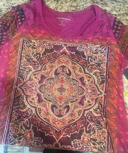 Lucky Brand Women Magenta Pink Purple 1X Plus Size Top Shirt Tunic New NWT - Picture 9 of 13