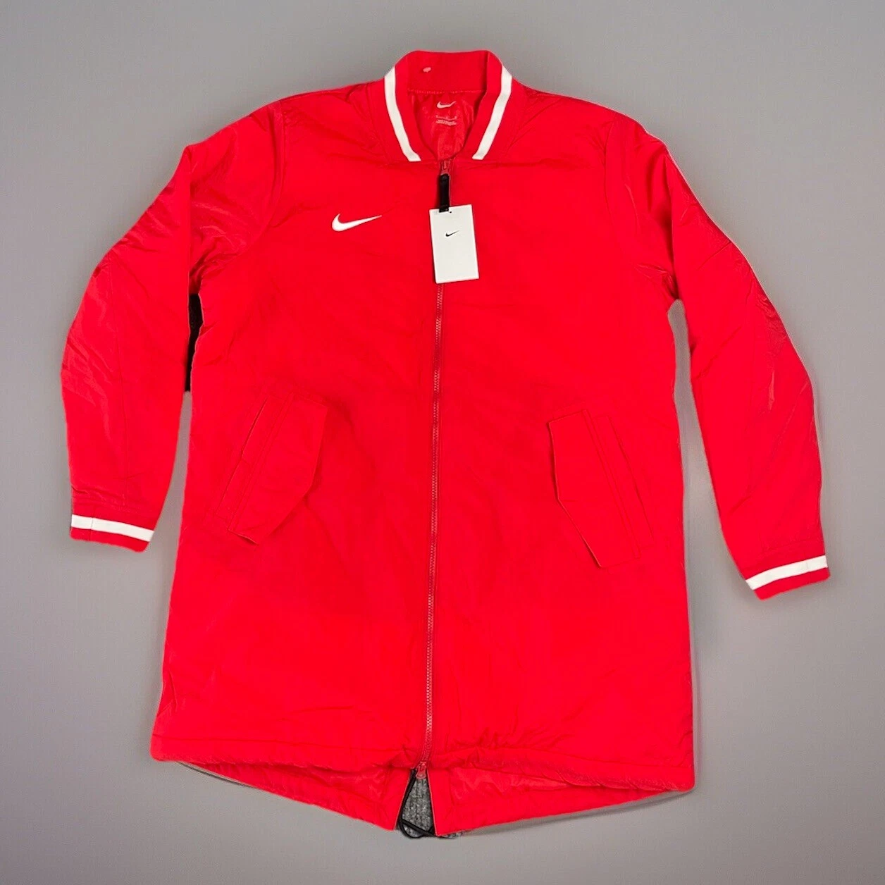 Nike Baseball Stock Dugout Jacket Long Coat Men Medium Red DC8335-657 NEW
