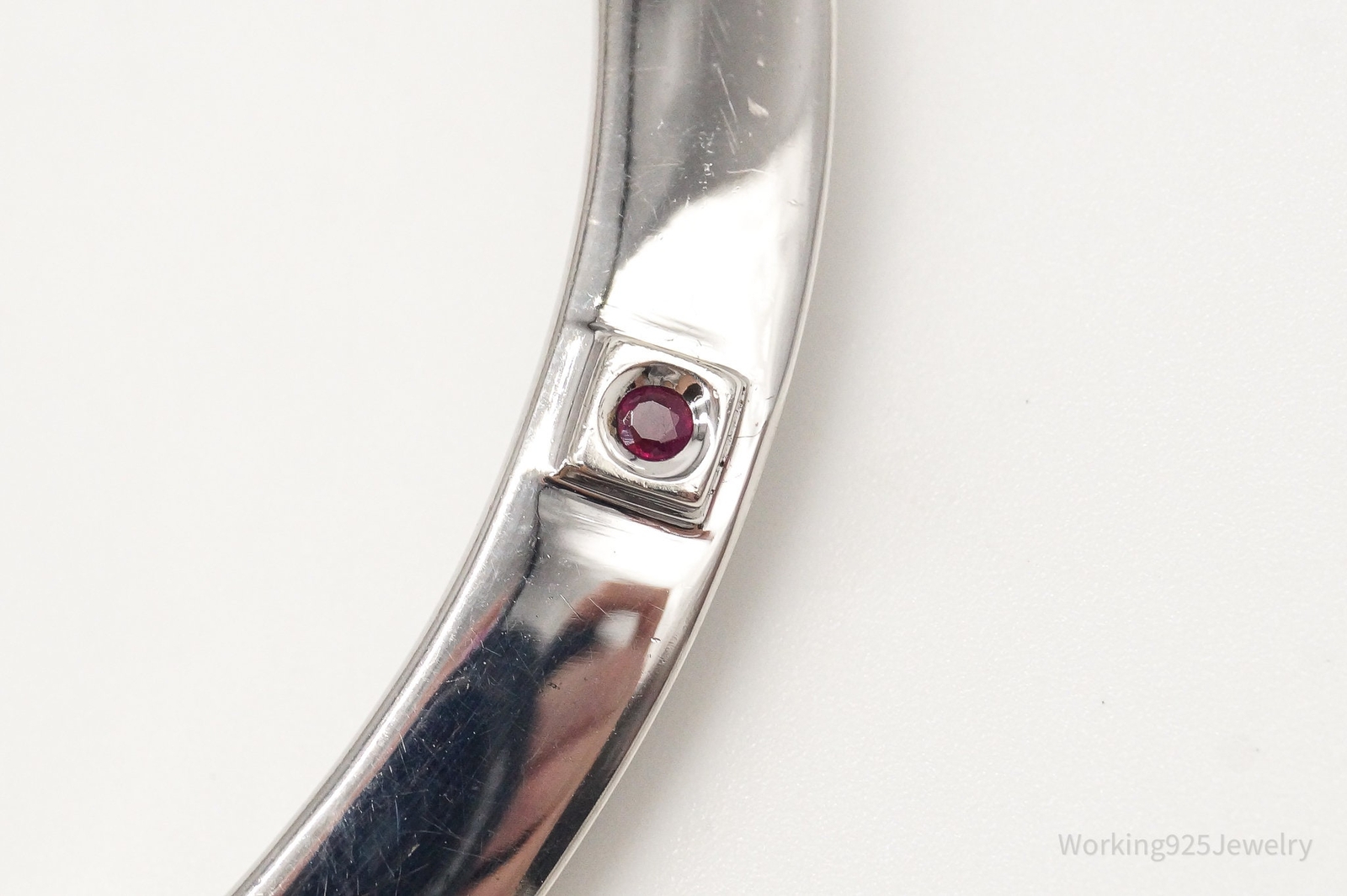 Designer ELLE Single Ruby Sterling Silver Bangle … - image 6