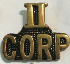 US ARMY II CORPS SCRIPT LAPEL HAT PIN Europe or Africa World War II USA VETERAN