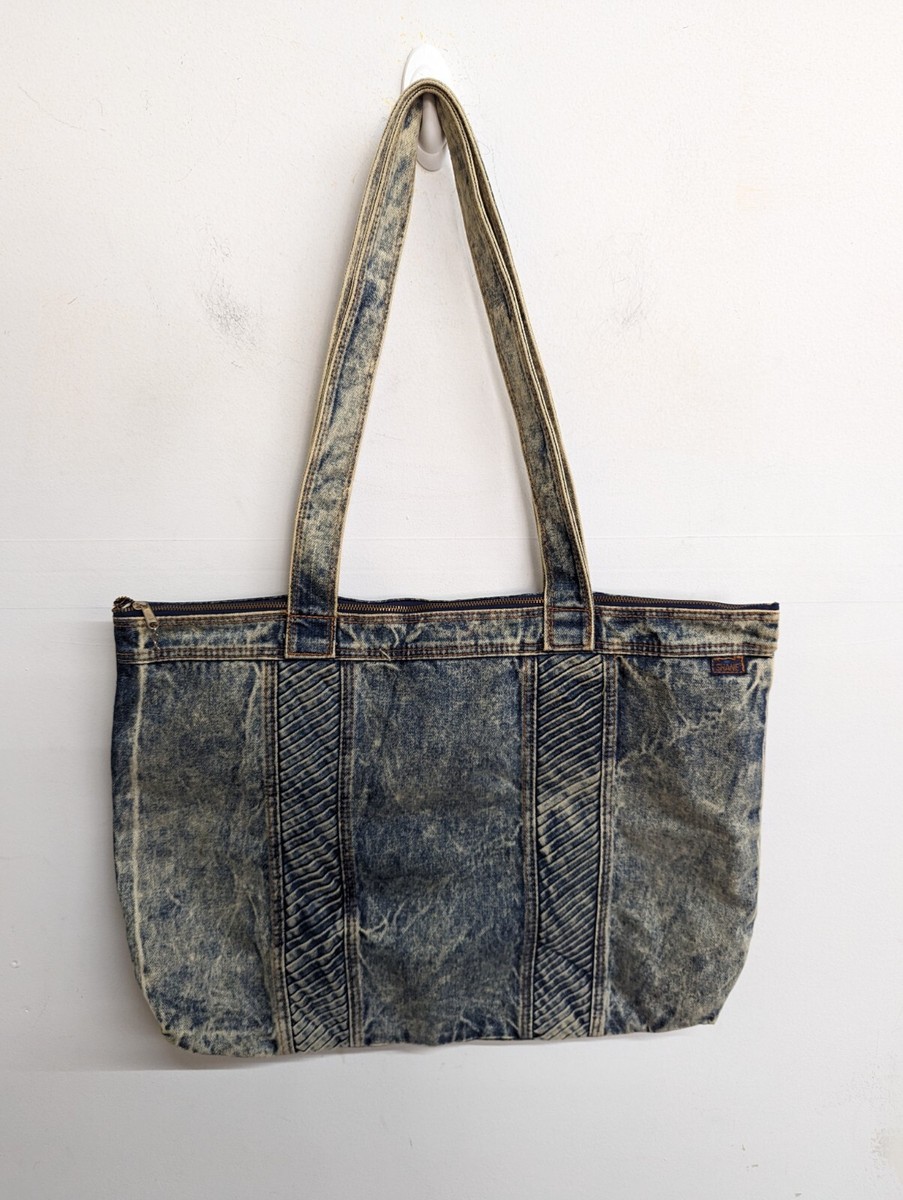 Vintage SHANE Denim Blue Jean Acid Washed Tote Shoulder Bag Vintage SHANE Denim Blue Jean Acid Washed Tote Shoulder Bag