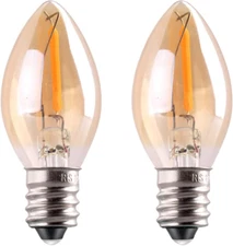 C7 LED Night Light Bulb, Classical Edison Style E12 Candle Base, 0.5 Watts LED F