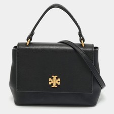 Tory Burch Black Leather Top Handle Bag