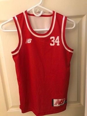 NEW BALANCE - #34 Red/White Reversible Practice Basketball Jersey - Youth M YM